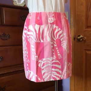 LILLY PULITZER 🌟 Zebra Print Skirt, pink, cotton, Florida, beach resort, size 6
